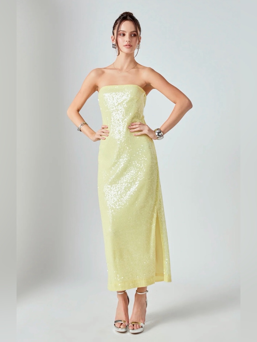 NWT ENDLESS ROSE STRAPLESS SEQUINED MAXI DRESS